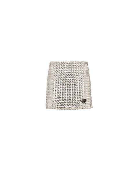 prada silver mini skirt